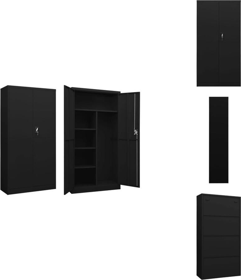 VidaXL Lockerkast Lockerkasten Locker Kast Locker Kasten Lockerkast 90x40x180 cm staal zwart - Foto 2