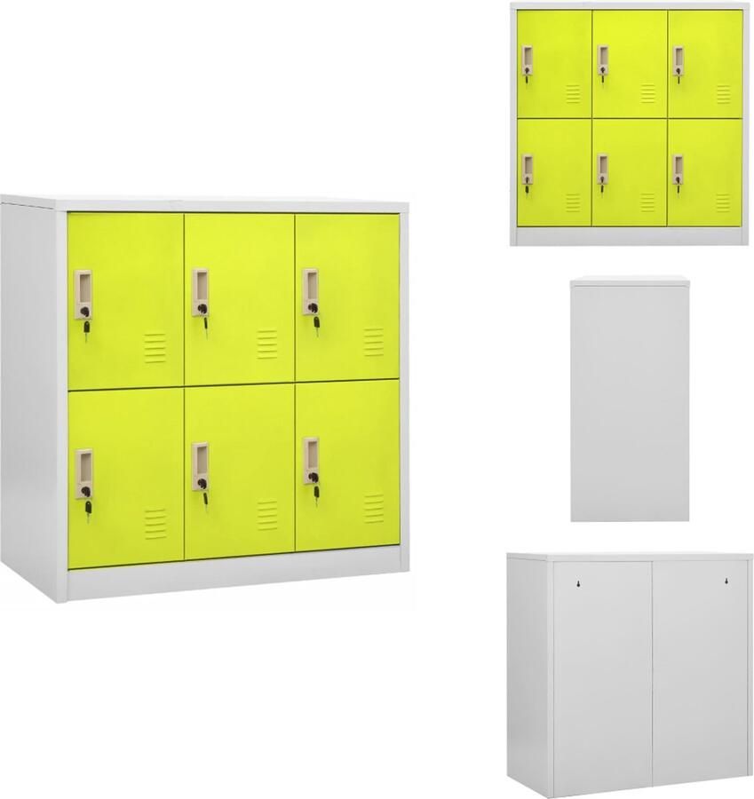 VidaXL Lockerkast Lockerkasten Locker Kast Locker Kasten Lockerkast 90x45x92-5 cm staal lichtgrijs en groen