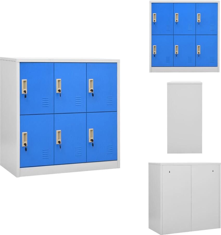 VidaXL Lockerkast Lockerkasten Locker Kast Locker Kasten Lockerkast 90x45x92 5 cm staal lichtgrijs en blauw