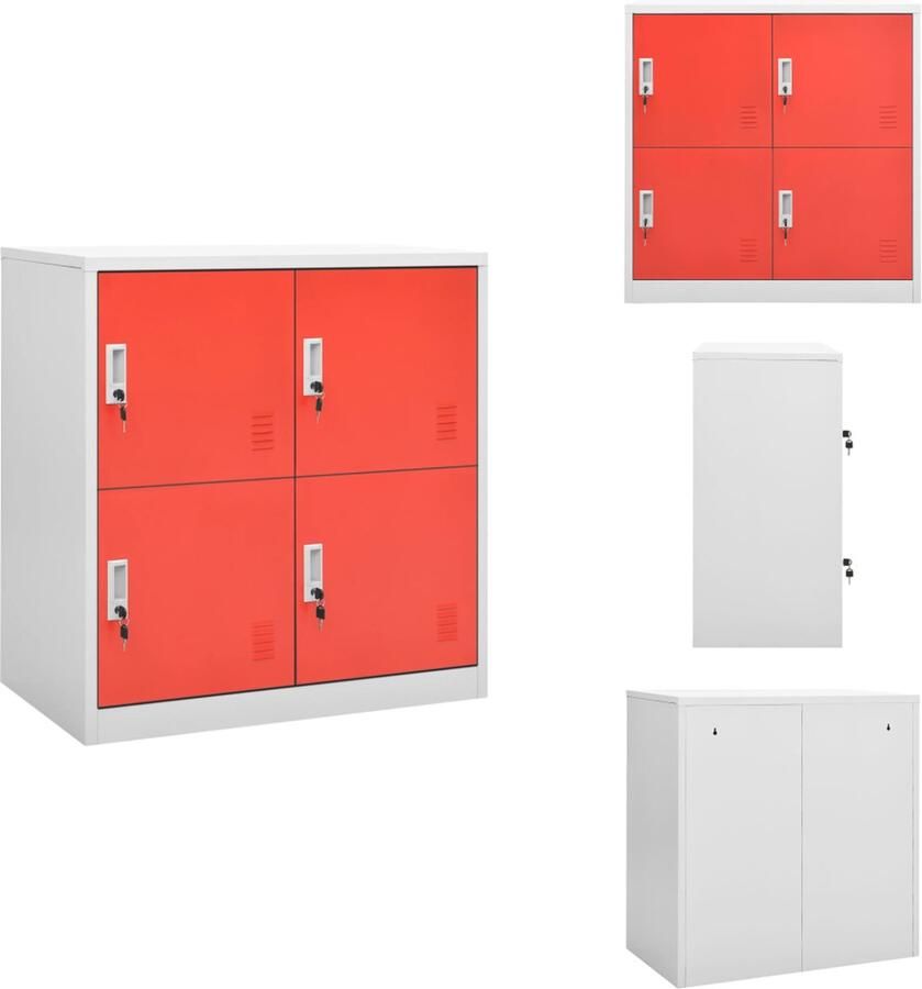 VidaXL Lockerkast Lockerkasten Locker Kast Locker Kasten Lockerkast 90x45x92 5 cm staal lichtgrijs en rood