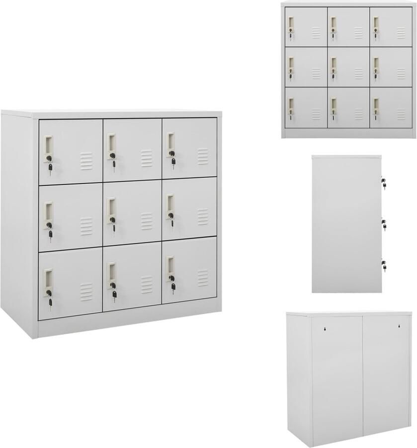VidaXL Lockerkast Lockerkasten Locker Kast Locker Kasten Lockerkast 90x45x92 5 cm staal lichtgrijs - Foto 2
