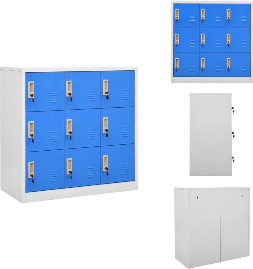 VidaXL Lockerkast Lockerkasten Locker Kast Locker Kasten Lockerkast 90x45x92 5 cm staal lichtgrijs en blauw