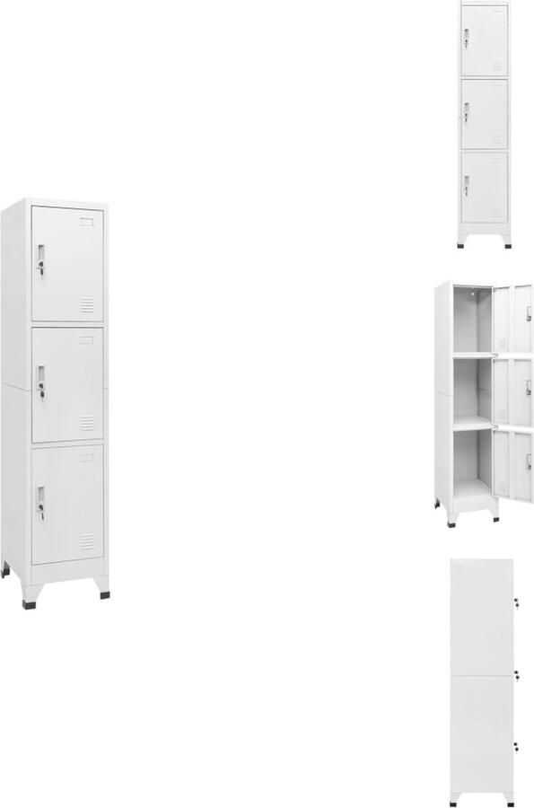 VidaXL Lockerkast Lockerkasten Locker Kast Locker Kasten Lockerkast met 3 vakken 38x45x180 cm