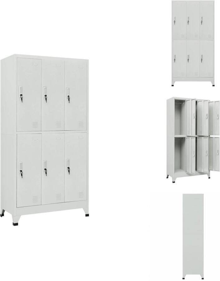 VidaXL Lockerkast Lockerkasten Locker Kast Locker Kasten Lockerkast met 6 vakken 90x45x180 cm staal grijs