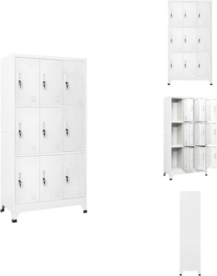 VidaXL Lockerkast Lockerkasten Locker Kast Locker Kasten Lockerkast met 9 vakken 90x45x180 cm staal grijs