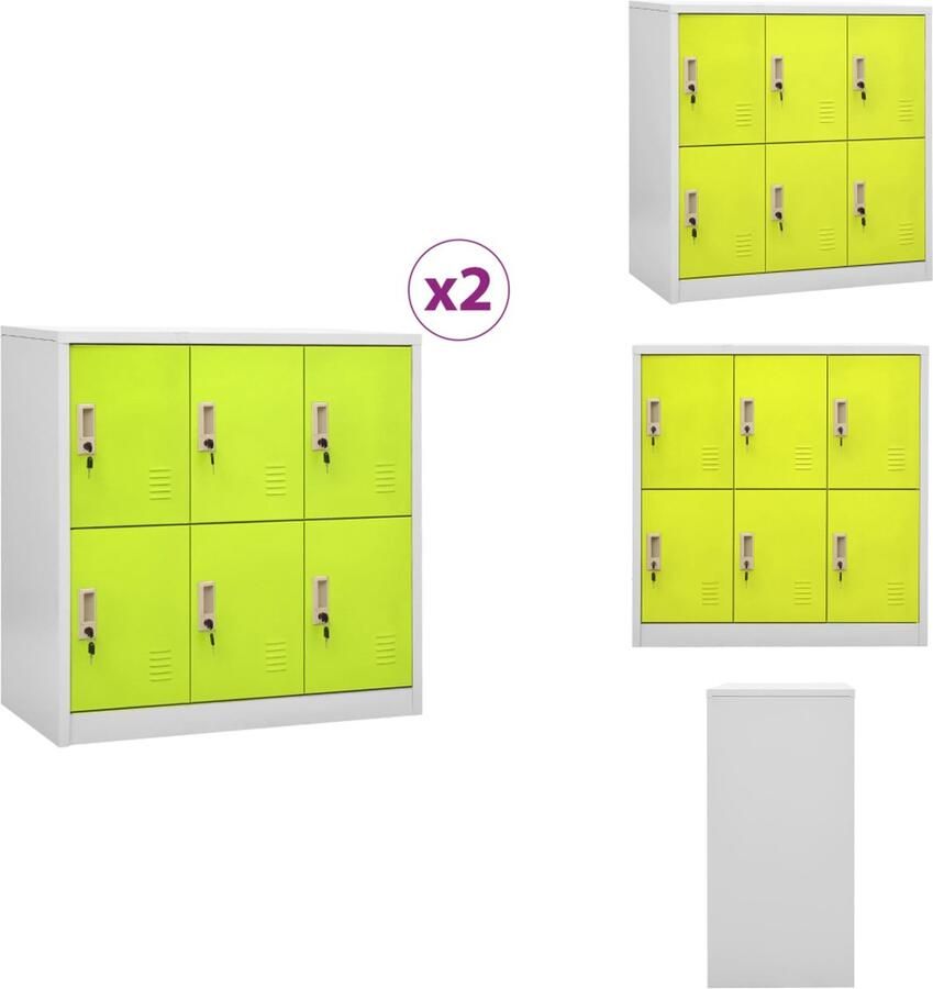 VidaXL Lockerkast Lockerkasten Locker Kast Locker Kasten Lockerkasten 2 st 90x45x92 5 cm staal lichtgrijs en groen - Foto 2