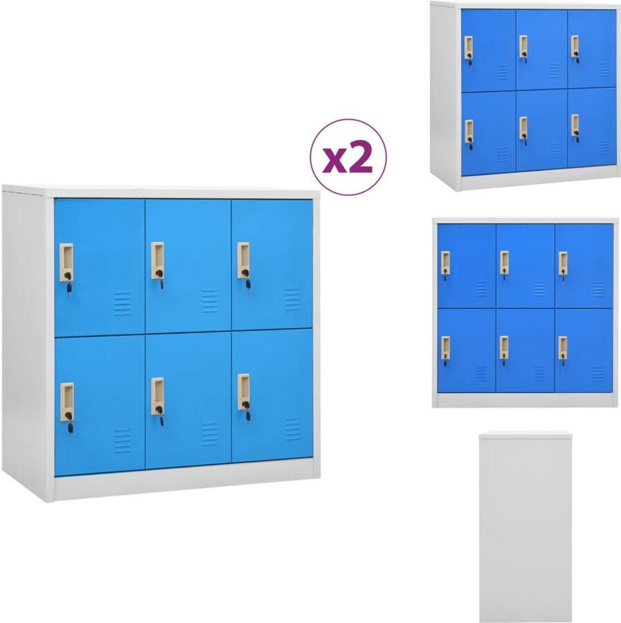 VidaXL Lockerkast Lockerkasten Locker Kast Locker Kasten Lockerkasten 2 st 90x45x92 5 cm staal lichtgrijs en blauw