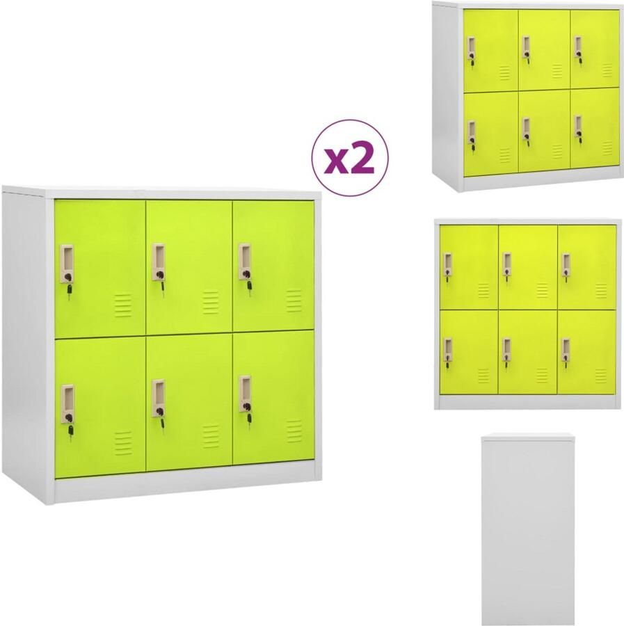 VidaXL Lockerkast Lockerkasten Locker Kast Locker Kasten Lockerkasten 2 st 90x45x92 5 cm staal lichtgrijs en groen