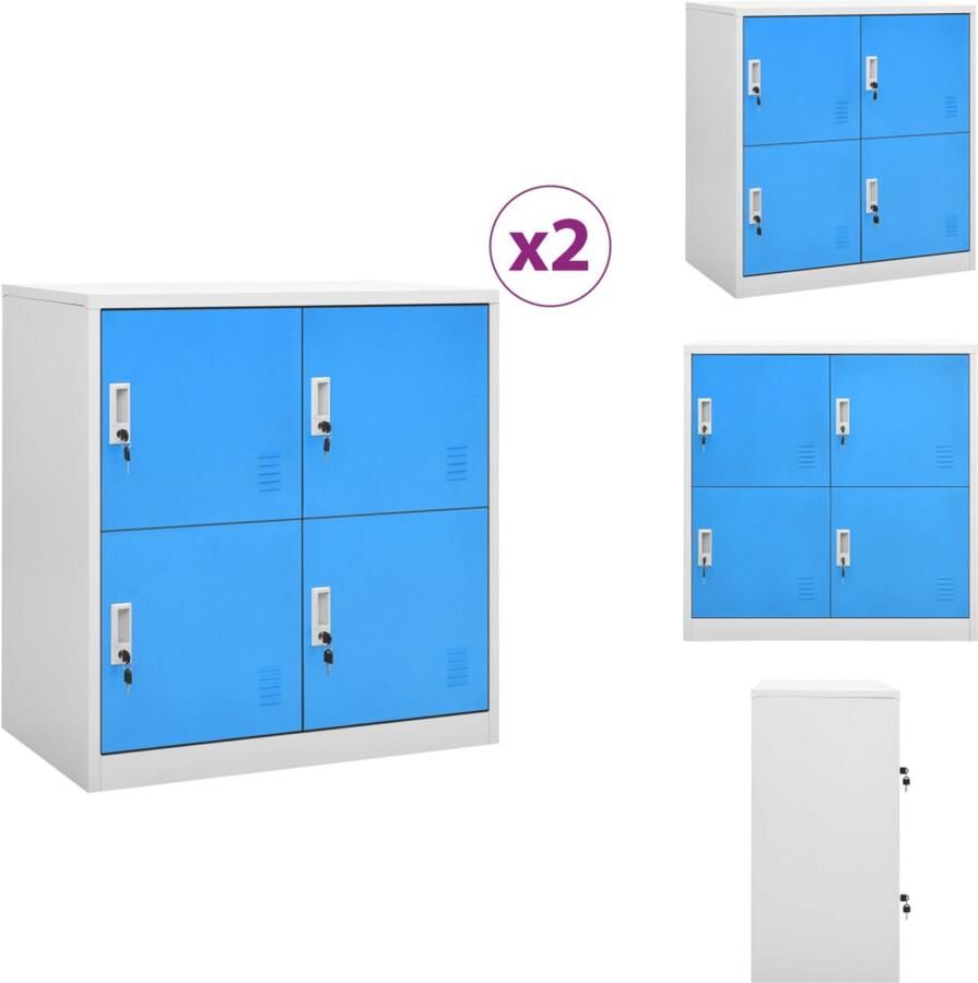 VidaXL Lockerkast Lockerkasten Locker Kast Locker Kasten Lockerkasten 2 st 90x45x92-5 cm staal lichtgrijs en blauw