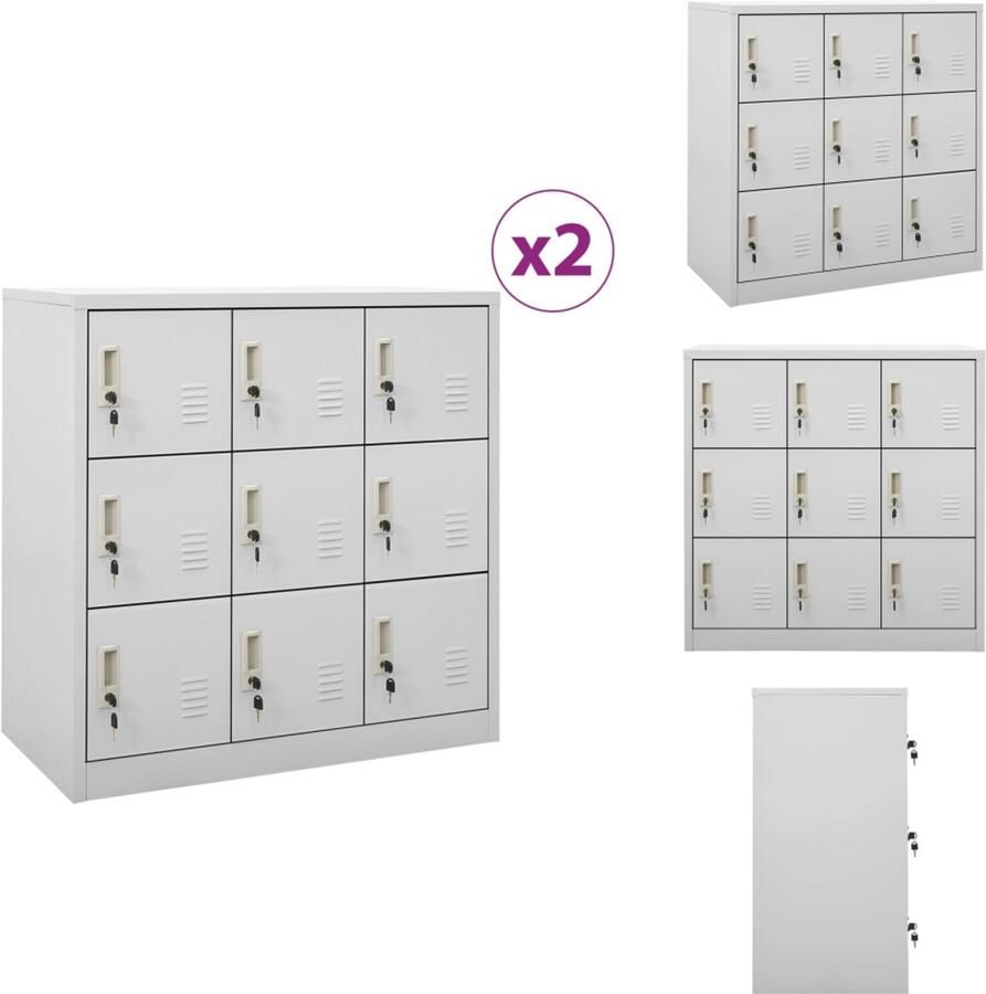 VidaXL Lockerkast Lockerkasten Locker Kast Locker Kasten Lockerkasten 2 st 90x45x92 5 cm staal lichtgrijs