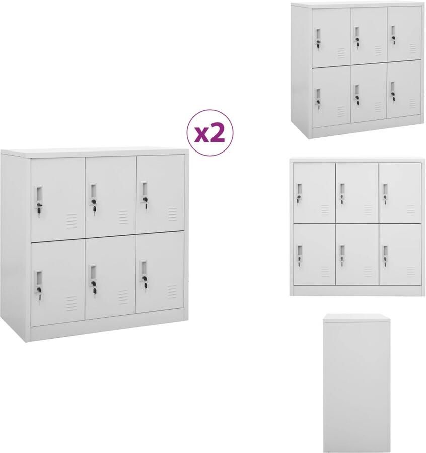 VidaXL Lockerkast Lockerkasten Locker Kast Locker Kasten Lockerkasten 2 st 90x45x92 5 cm staal lichtgrijs