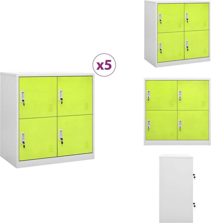 VidaXL Lockerkast Lockerkasten Locker Kast Locker Kasten Lockerkasten 5 st 90x45x92 5 cm staal lichtgrijs en groen - Foto 2