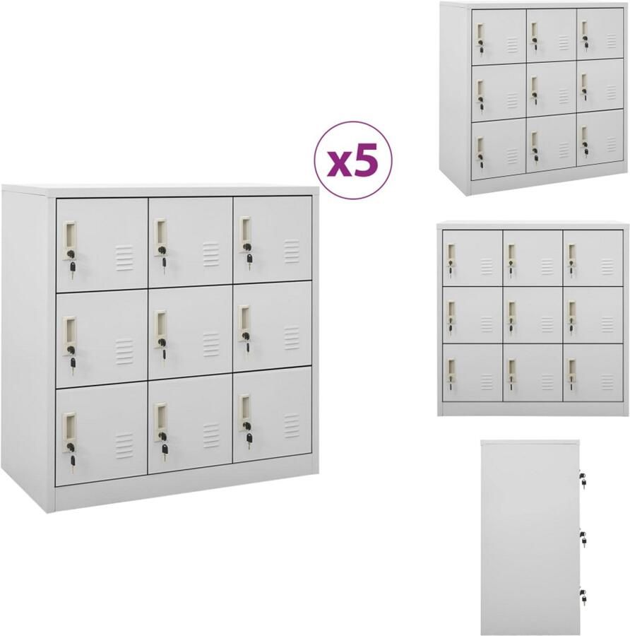 VidaXL Lockerkast Lockerkasten Locker Kast Locker Kasten Lockerkasten 5 st 90x45x92 5 cm staal lichtgrijs