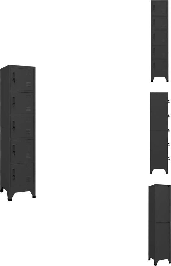 VidaXL Lockerkast Lockerkasten Opbergkast Kast Lockerkast 38x40x180 cm staal antracietkleurig