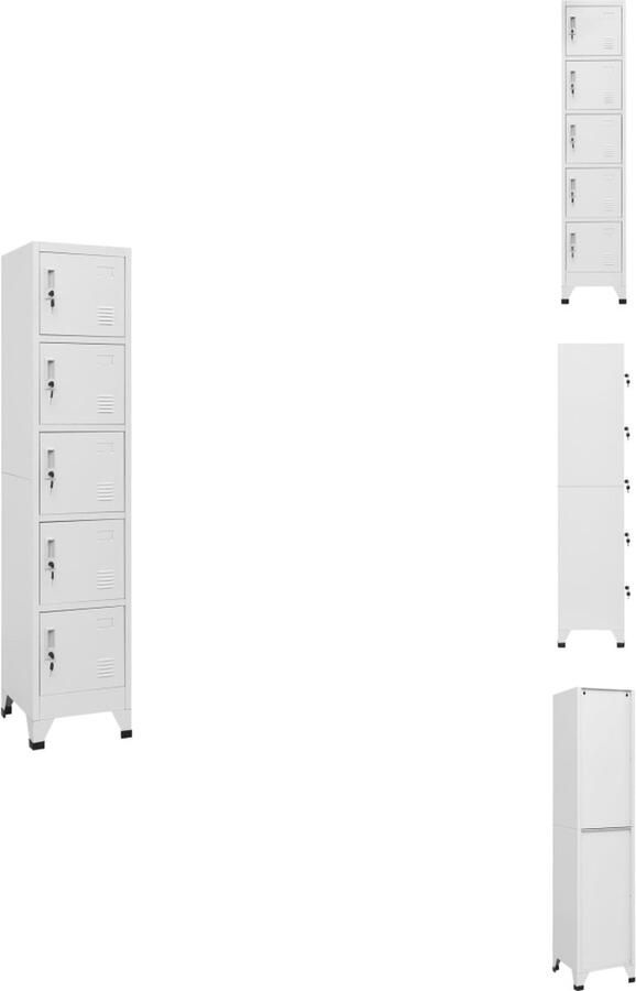 VidaXL Lockerkast Lockerkasten Opbergkast Kast Lockerkast 38x40x180 cm staal lichtgrijs