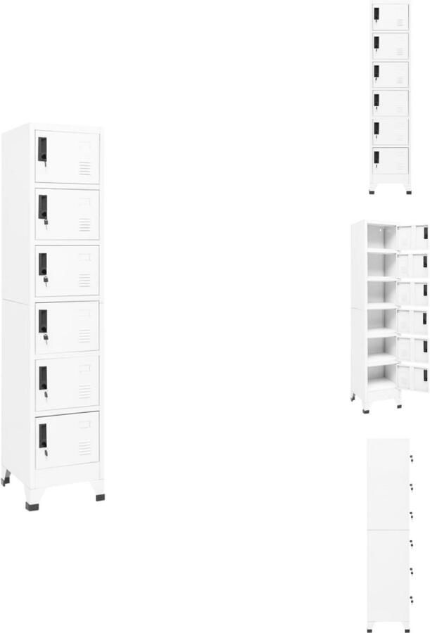 VidaXL Lockerkast Lockerkasten Opbergkast Kast Lockerkast 38x40x180 cm staal wit