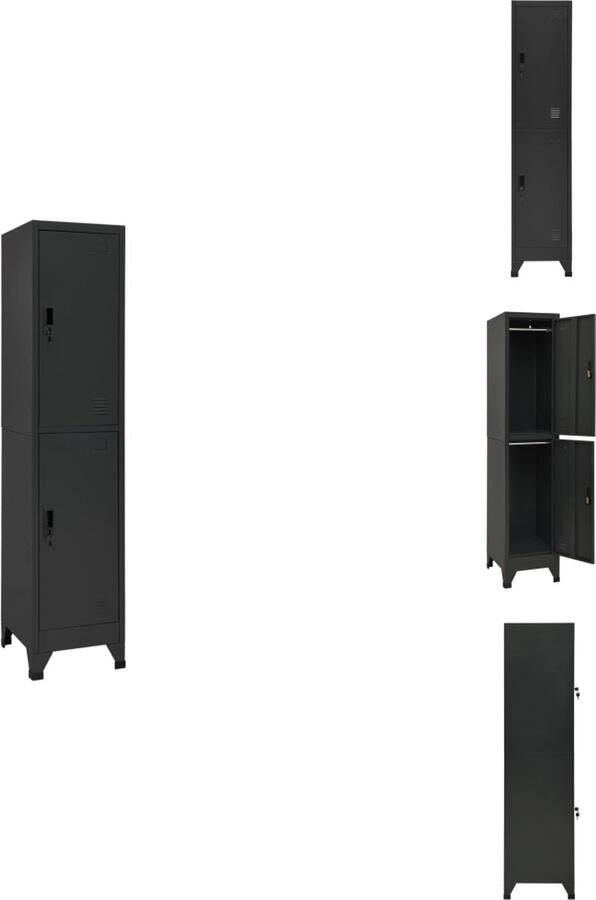 VidaXL Lockerkast Lockerkasten Opbergkast Kast Lockerkast 38x45x180 cm staal antracietkleurig - Foto 4