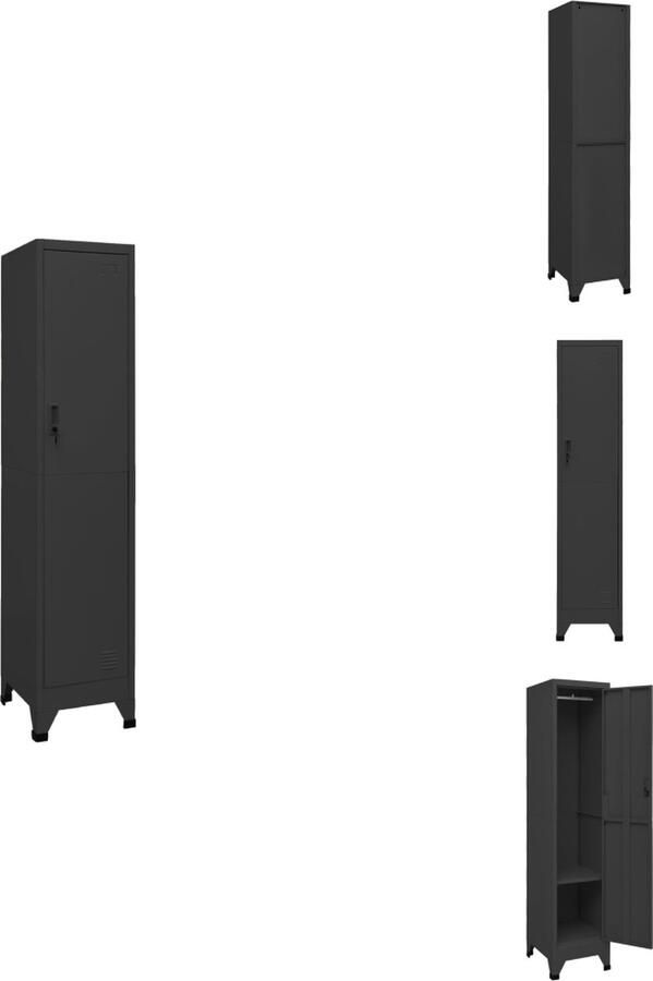 VidaXL Lockerkast Lockerkasten Opbergkast Kast Lockerkast 38x45x180 cm staal antracietkleurig