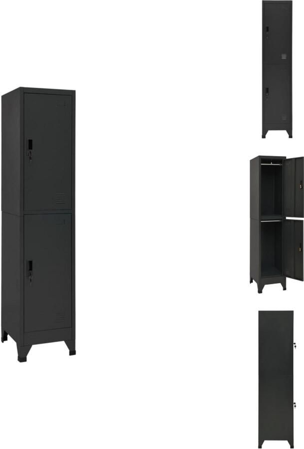 VidaXL Lockerkast Lockerkasten Opbergkast Kast Lockerkast 38x45x180 cm staal antracietkleurig - Foto 2