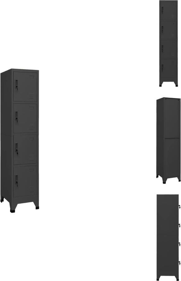 VidaXL Lockerkast Lockerkasten Opbergkast Kast Lockerkast 38x45x180 cm staal antracietkleurig