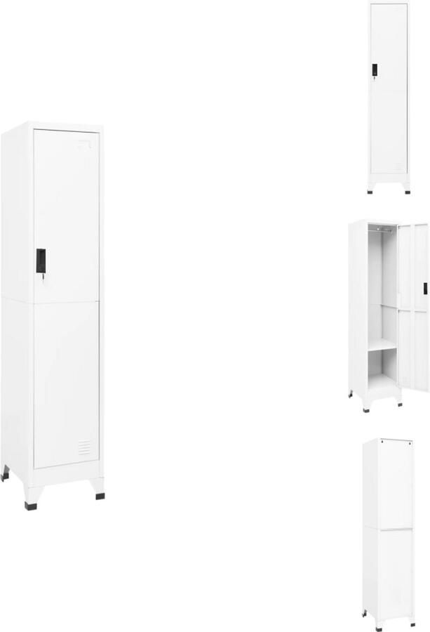 VidaXL Lockerkast Lockerkasten Opbergkast Kast Lockerkast 38x45x180 cm staal wit - Foto 2