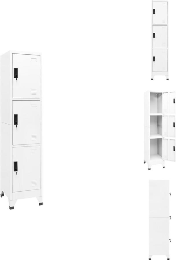 VidaXL Lockerkast Lockerkasten Opbergkast Kast Lockerkast 38x45x180 cm staal wit