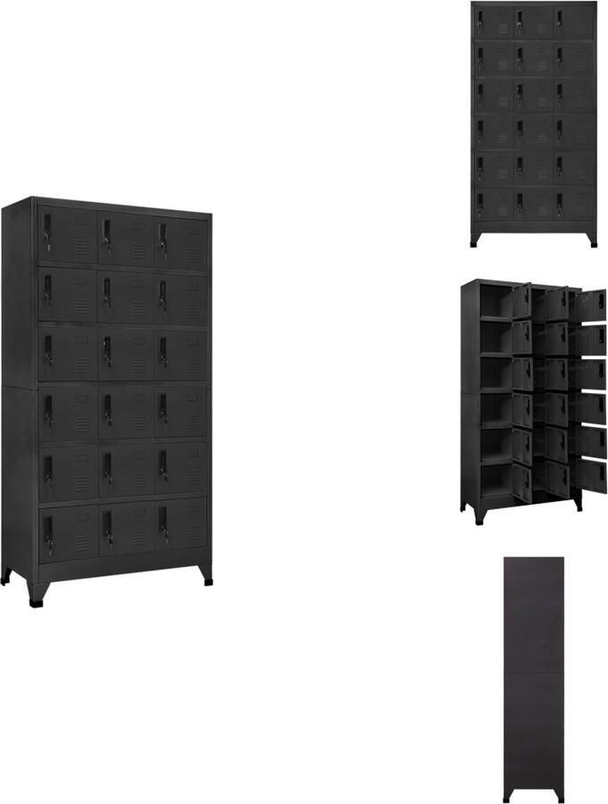 VidaXL Lockerkast Lockerkasten Opbergkast Kast Lockerkast 90x40x180 cm staal antracietkleurig