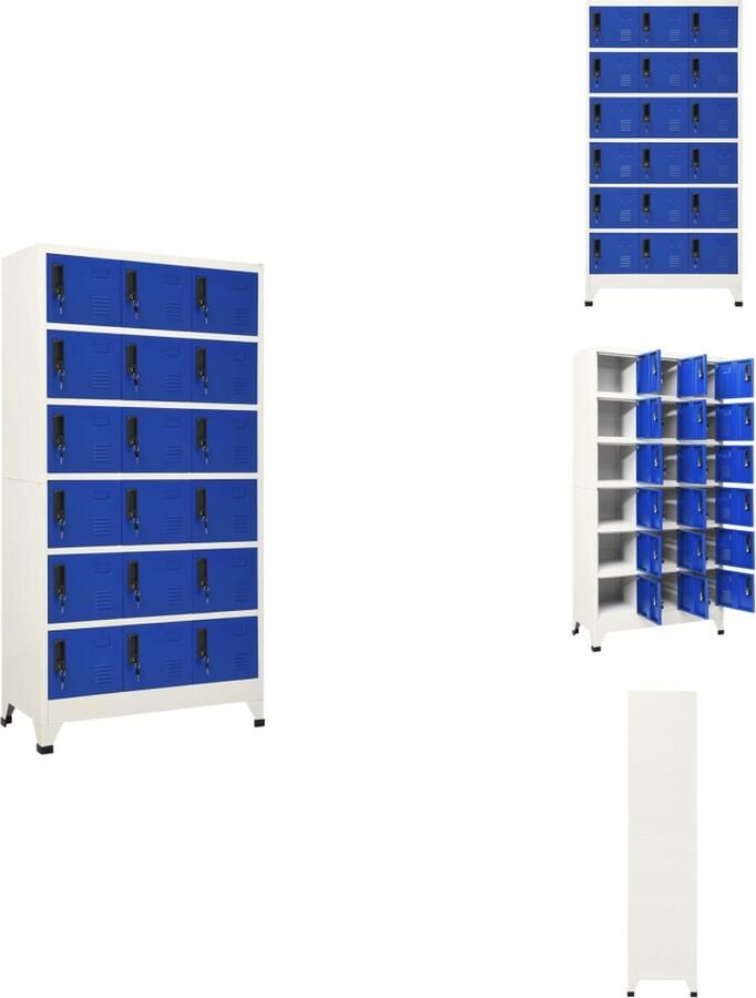 VidaXL Lockerkast Lockerkasten Opbergkast Kast Lockerkast 90x40x180 cm staal grijs en blauw