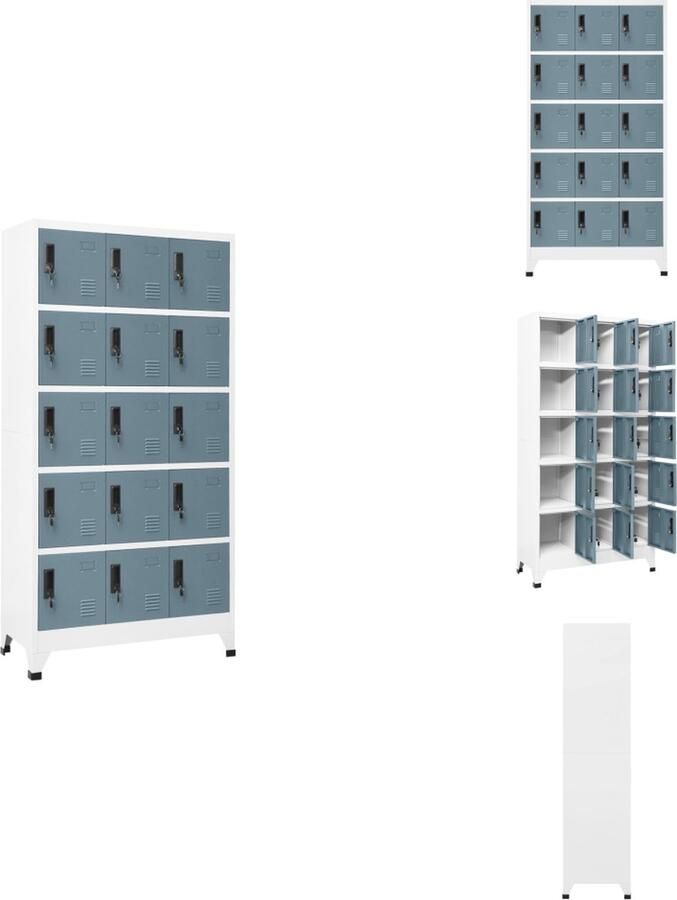 VidaXL Lockerkast Lockerkasten Opbergkast Kast Lockerkast 90x40x180 cm staal lichtgrijs en donkergrijs