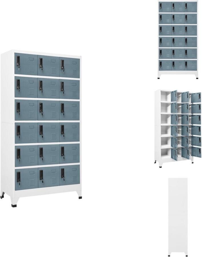 VidaXL Lockerkast Lockerkasten Opbergkast Kast Lockerkast 90x40x180 cm staal lichtgrijs en donkergrijs