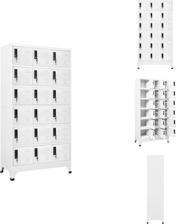 VidaXL Lockerkast Lockerkasten Opbergkast Kast Lockerkast 90x40x180 cm staal wit