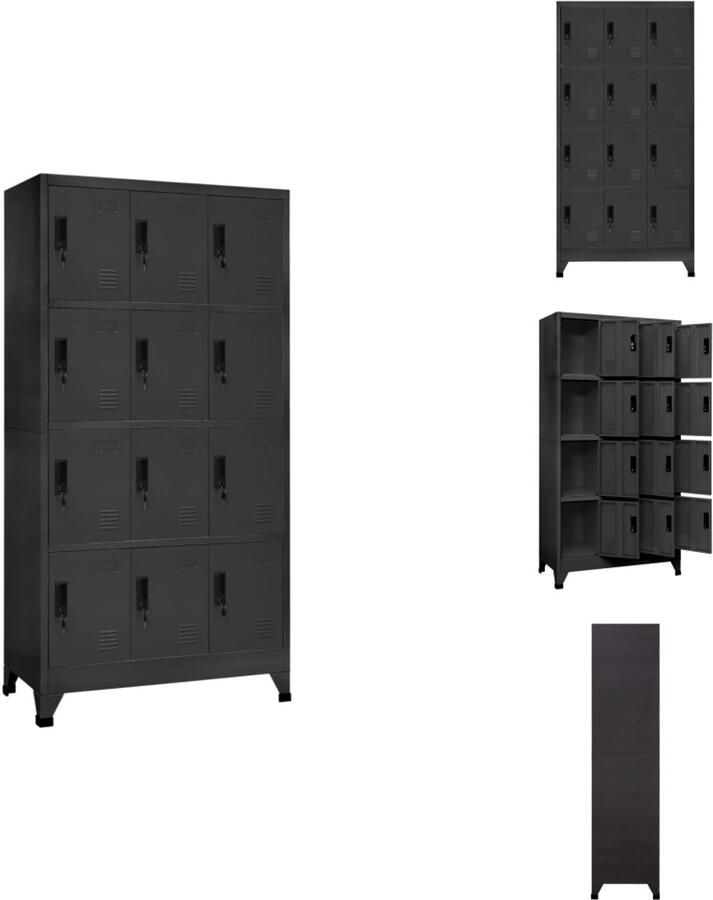 VidaXL Lockerkast Lockerkasten Opbergkast Kast Lockerkast 90x45x180 cm staal antracietkleurig