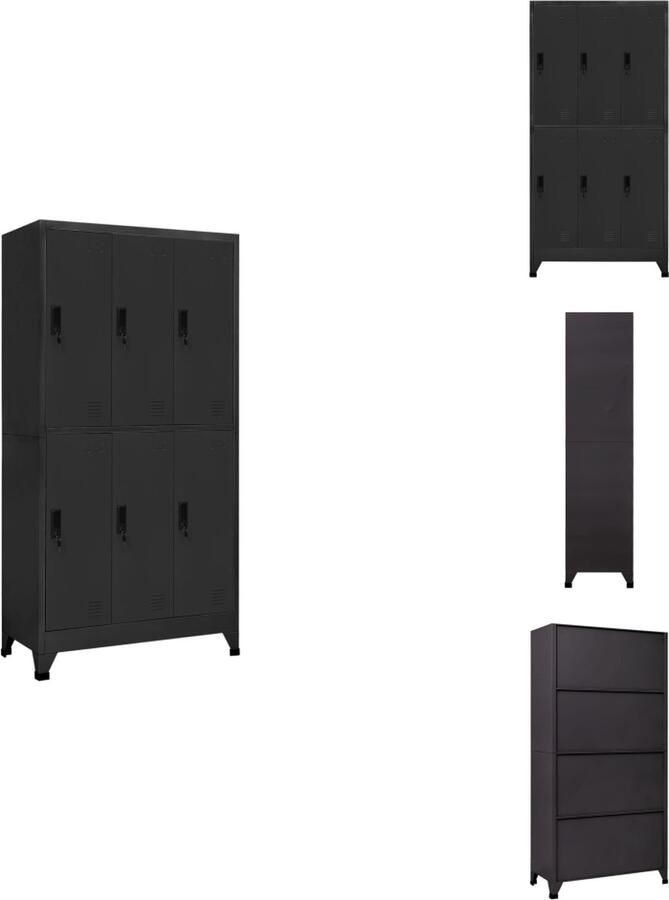 VidaXL Lockerkast Lockerkasten Opbergkast Kast Lockerkast 90x45x180 cm staal antracietkleurig - Foto 3