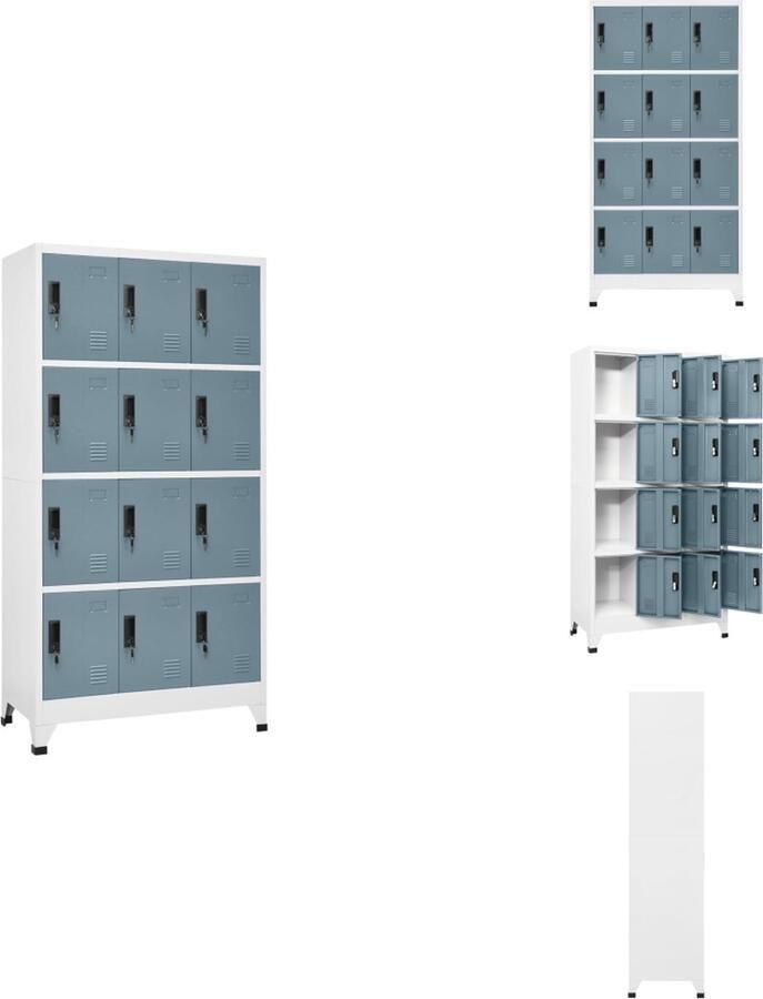 VidaXL Lockerkast Lockerkasten Opbergkast Kast Lockerkast 90x45x180 cm staal lichtgrijs en donkergrijs