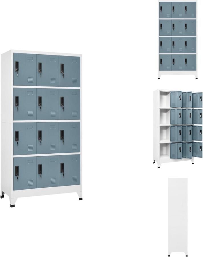 VidaXL Lockerkast Lockerkasten Opbergkast Kast Lockerkast 90x45x180 cm staal lichtgrijs en donkergrijs
