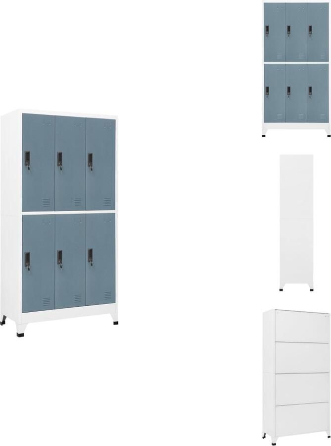 VidaXL Lockerkast Lockerkasten Opbergkast Kast Lockerkast 90x45x180 cm staal lichtgrijs en donkergrijs
