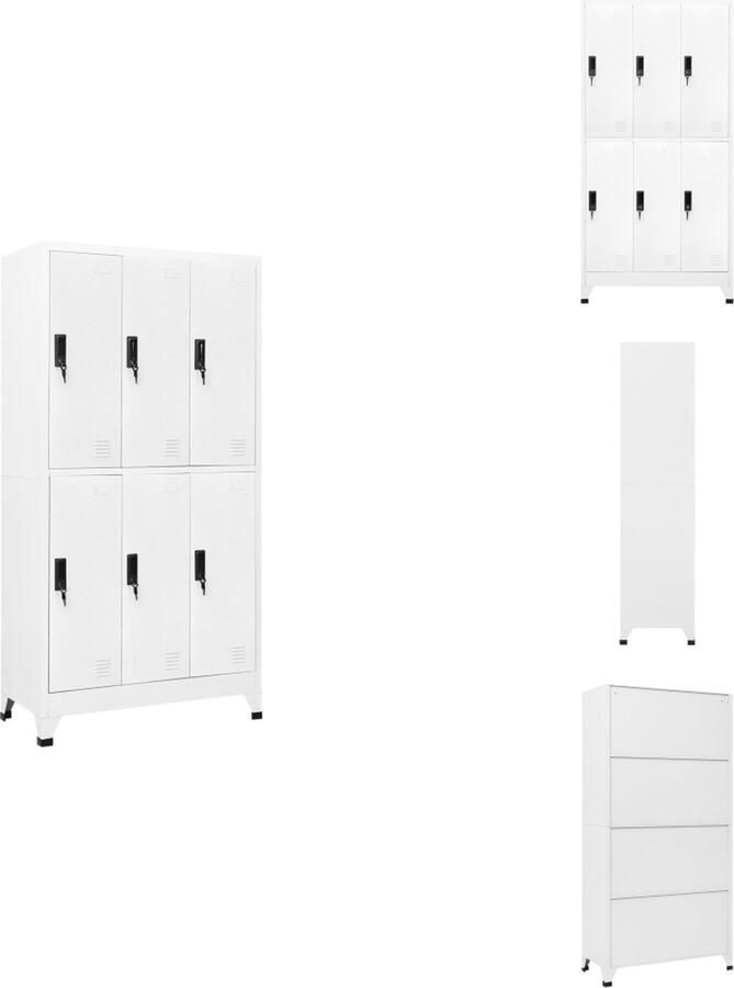 VidaXL Lockerkast Lockerkasten Opbergkast Kast Lockerkast 90x45x180 cm staal wit - Foto 2