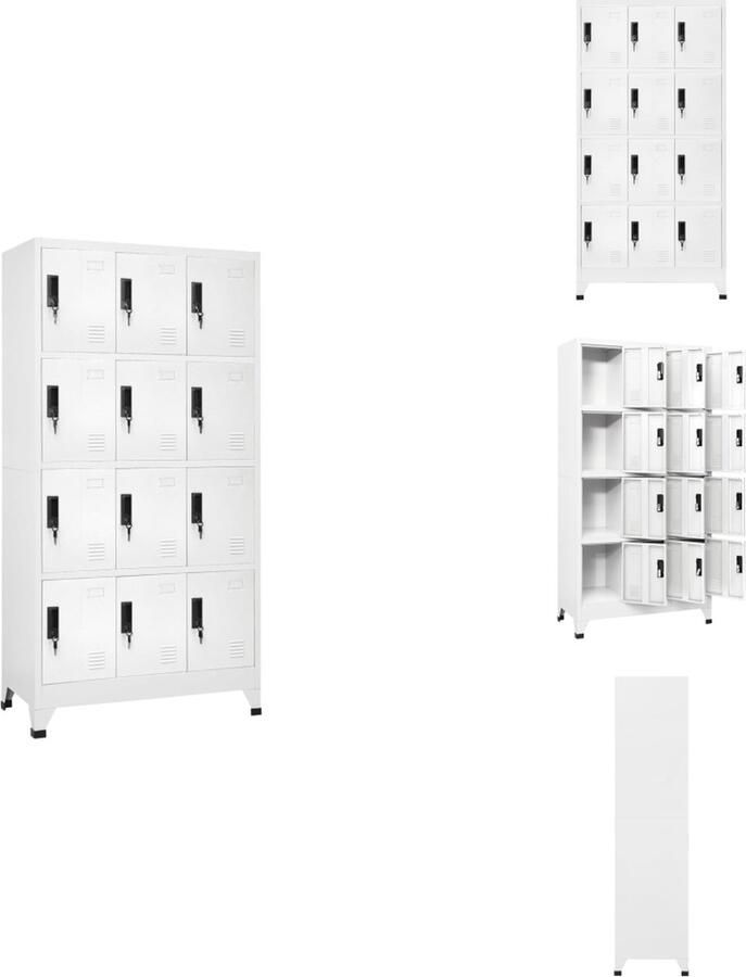 VidaXL Lockerkast Lockerkasten Opbergkast Kast Lockerkast 90x45x180 cm staal wit