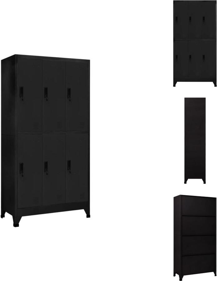 Vida XL vidaXL Lockerkast 90x45x180 cm staal zwart-VXL-339798 - Foto 3