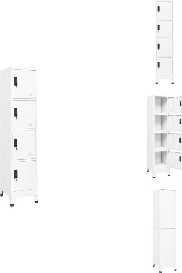 VidaXL Lockerkast Lockerkasten Opbergkast Locker Lockerkast 38x45x180 cm staal wit