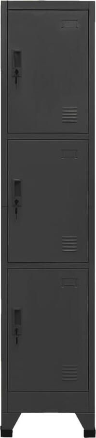 VidaXL Lockerkast Staal 38x45x180 cm Antraciet Lockerkast Opbergkast Kantooroplossing Metalen Kast Staalkast Anthraciethout