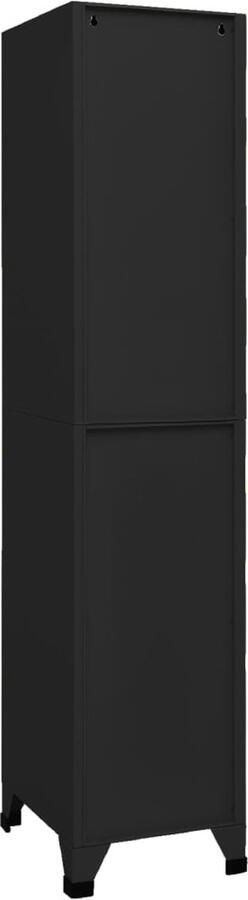VidaXL Lockerkast Staal 38x45x180 cm Zwart Lockerkast Opbergkast Kantooroplossing Schoolmeubilair Metalen Kast Zwarte Kast Steenkast