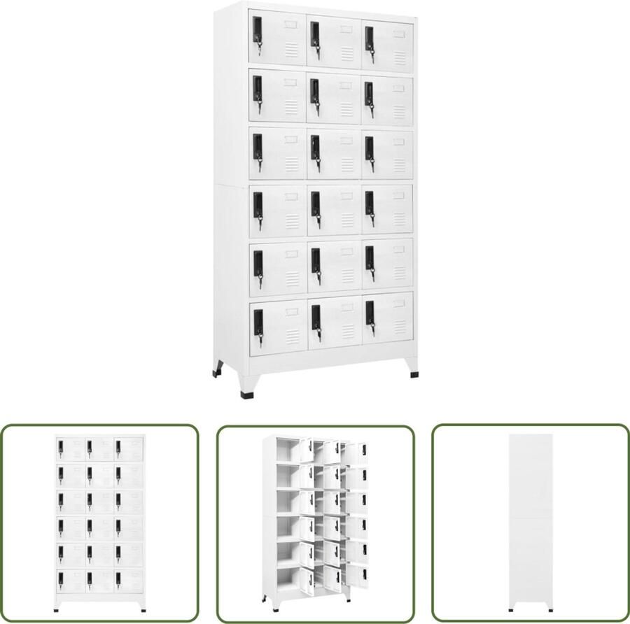 VidaXL Lockerkast staal wit 90x40x180 cm Lockerkast Opbergkast Metalen Kast Staalkast Wit Kast Office Furniture Schools Lockers Storage Solutions