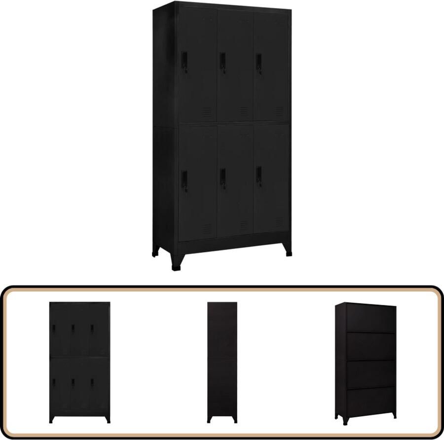 Vida XL vidaXL Lockerkast 90x45x180 cm staal zwart-VXL-339798 - Foto 2