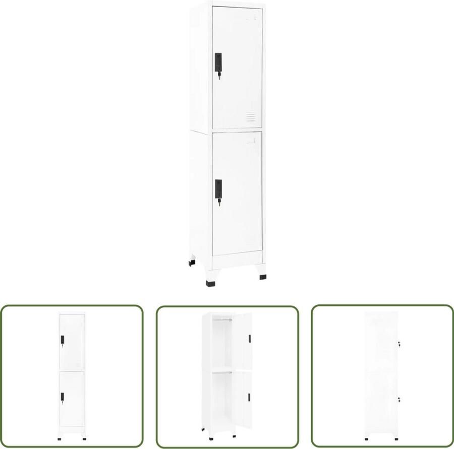VidaXL Lockerkast Wit Staal 38x45x180 cm Lockerkast Opbergkast Kantooroplossing Schoolmeubilair Metalen Kast Witte Kast Afsluitelijke Kast Lockers - Foto 2