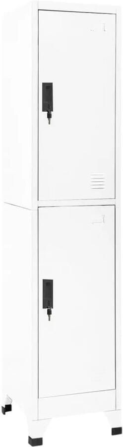 VidaXL Lockerkast Wit Staal 38x45x180 cm Lockerkast Opbergkast Kantooroplossing Schoolmeubilair Metalen Kast Witte Kast Afsluitelijke Kast Lockers
