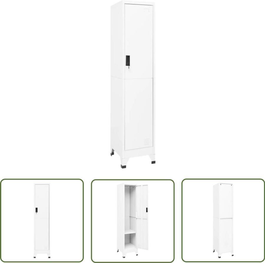 VidaXL Lockerkast Wit Staal 38x45x180 cm Lockerkast Staal Kast Witte Kast Kantooroplossing Schoolmeubilair