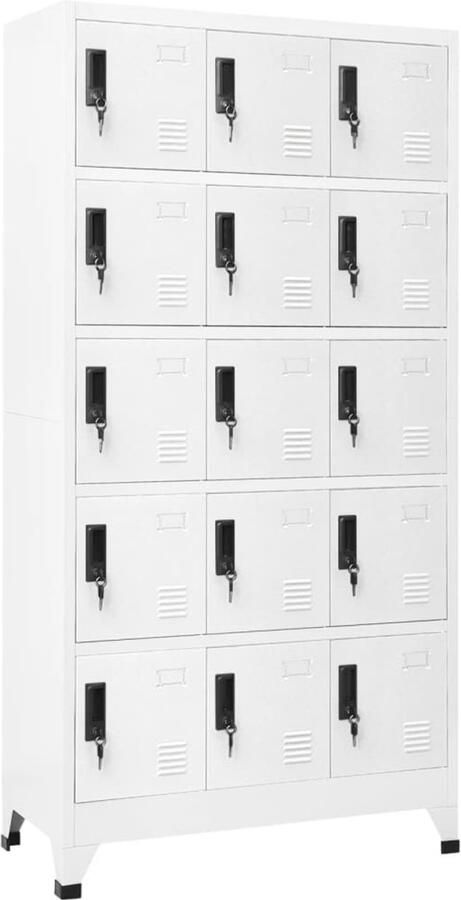 VidaXL Lockerkast Wit Staal 90x40x180 cm Lockerkast Opbergkast Kantooropslag School Lockers Metalen Kast