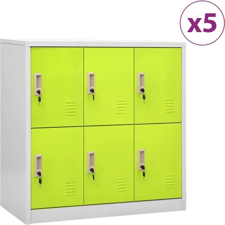 VidaXL Lockerkasten 5 stuks 90x45x92 5 cm Staal Locker Kast Opbergtas Schoolmeubilair Kantooraccessoires Metalen Kast Stevige Kast Grijze Kast Groene Kast - Foto 2