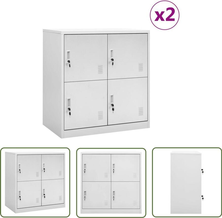VidaXL Lockerkasten Staal 2 stuks Lichtgrijs Locker Kast Opslagkast Schoolmeubilair Kantoor Meubel Metalen Kast Grijze Kast Staalkast Beveiligde Kast Kluisje Bergruimte Organisatie Compact Multifunctioneel